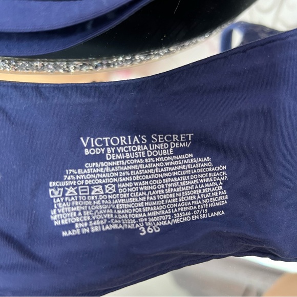 Victoria secret bra blue lace floral with ribbon charm soft sexy lounge Demi - Picture 6 of 6